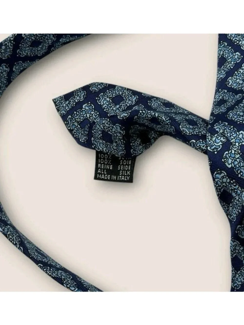 PIERRE BALMAIN Silk Tie ITALY Navy Blue Geometric Baroque W:3.8